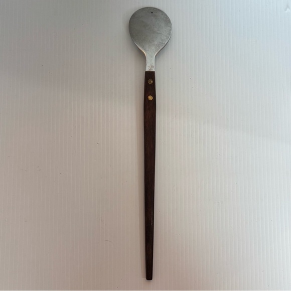 Vintage MCM Wooden Handle Serving Spoon 13” Long Replacement Stainless Steel - Picture 2 of 7